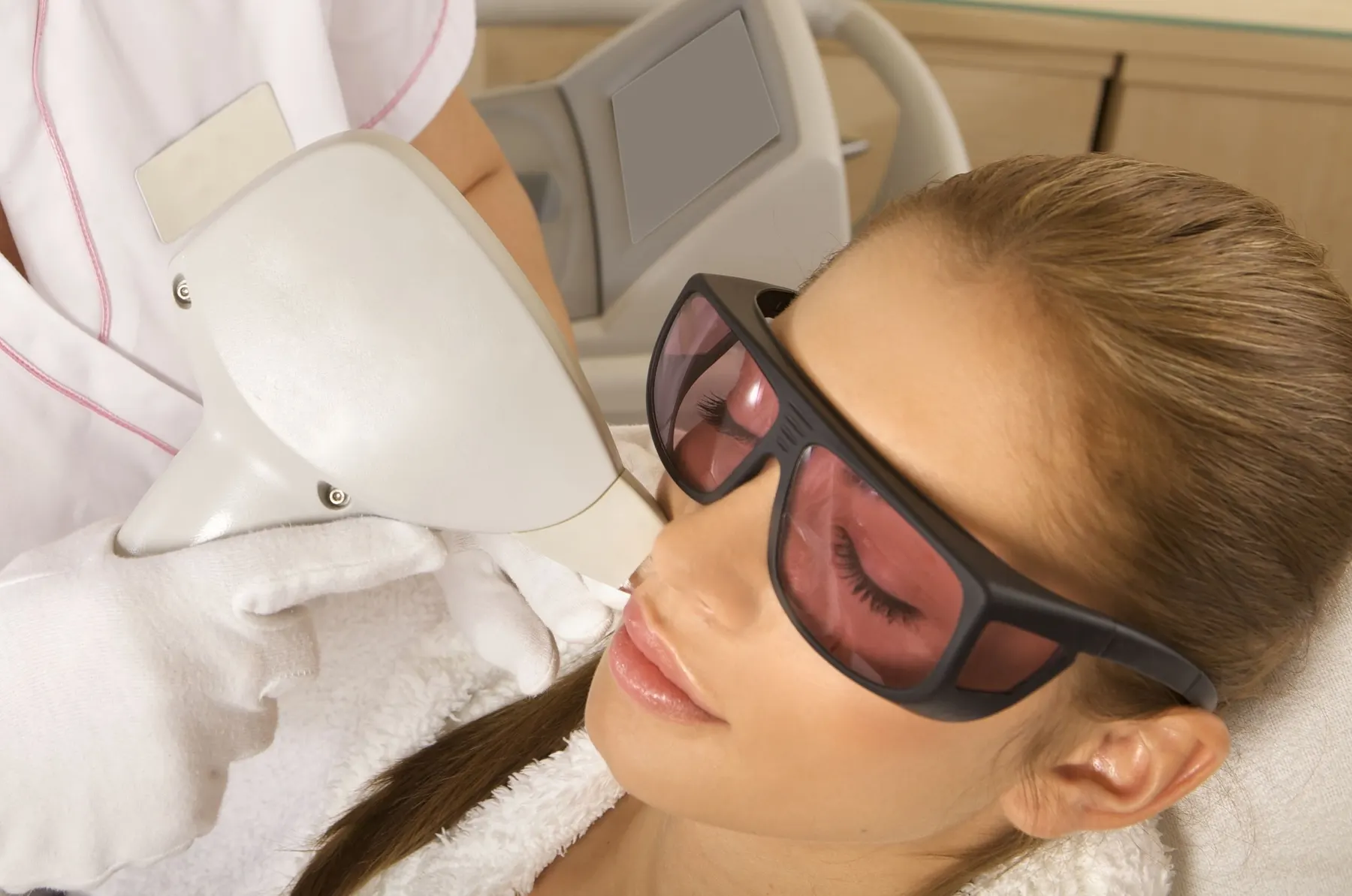 A client having a skin assessment at Bradford Skin Clinic, twenty minutes from Newmarket